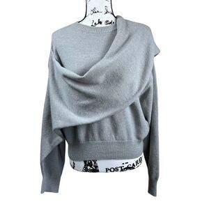 AEL Gray Casual Pullovers Women Asymmetric Solid Warm Long Sleeve Sweater size S